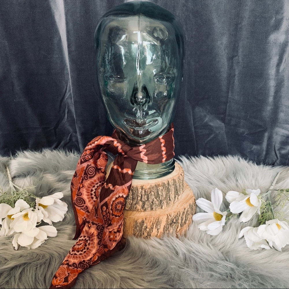 Vtg pink brown orange 70s psychedelic scarf